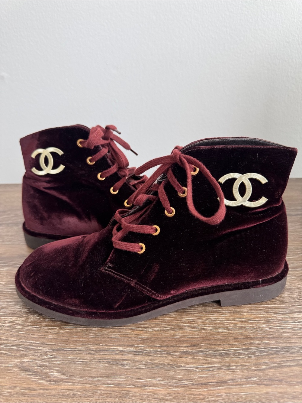 Chanel velvet boots